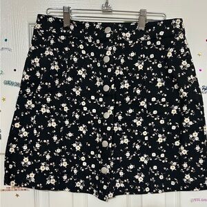 Francesca’s Miami Black and White Skirt with Floral Print